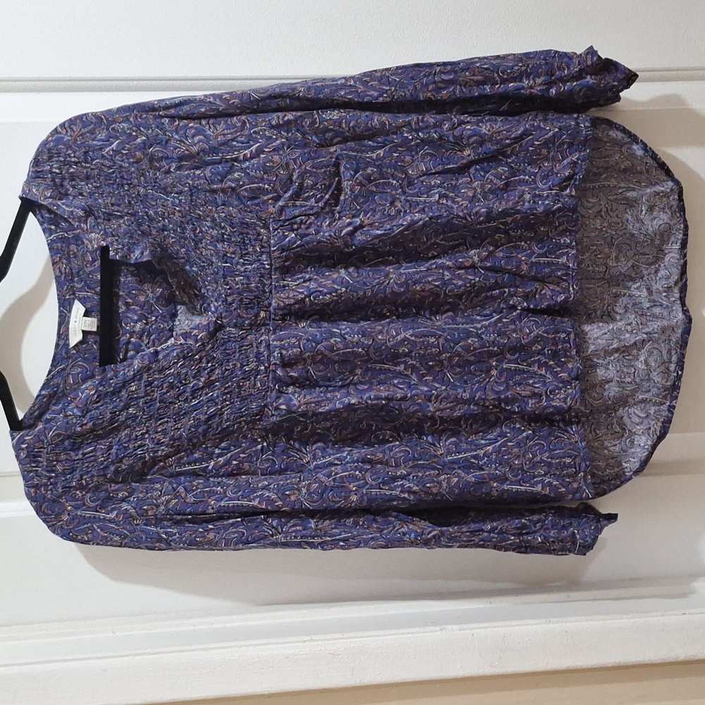 Lucky Brand women's blouse size‎ Medium Paisley boho long sleeves
